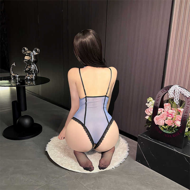 Policewoman uniform pure desire mesh jumpsuit no need to take off temptation pajamas