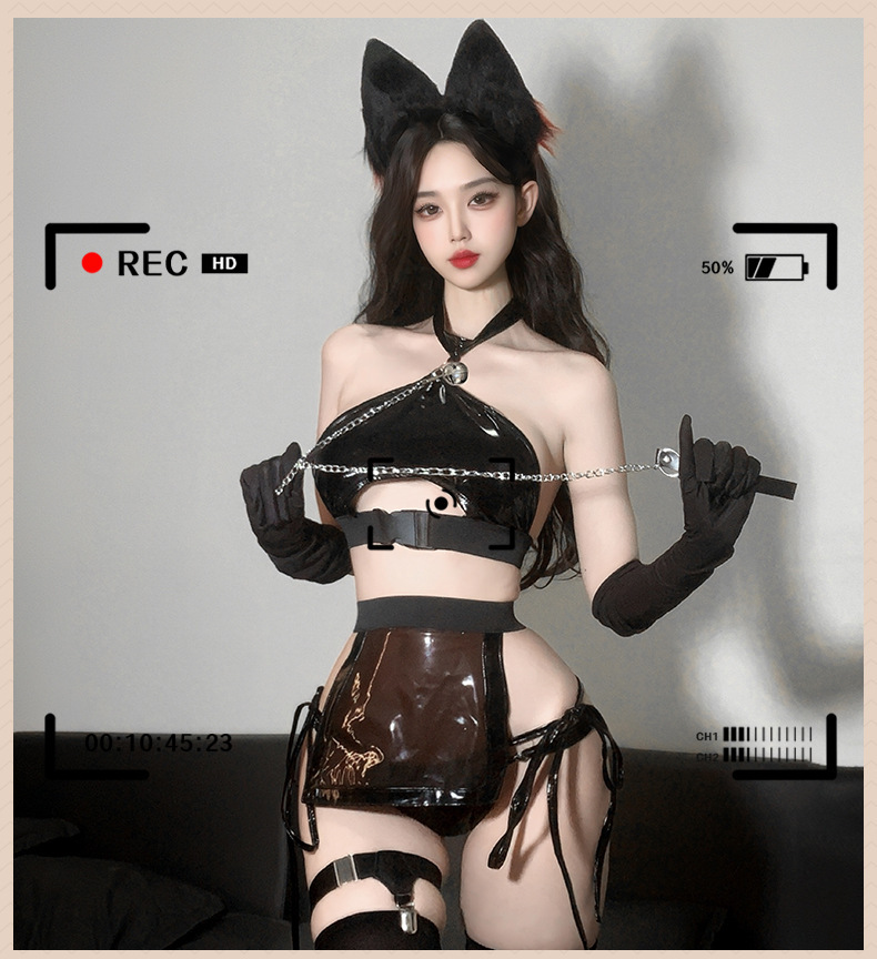 Little wild cat cosplay cat girl hot leather jacket passion teasing two-dimensional uniform