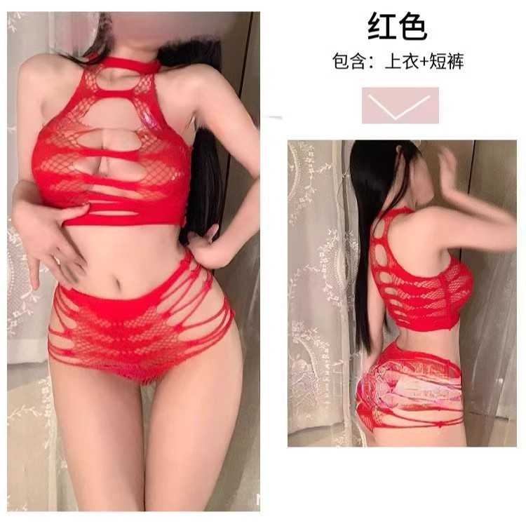 Bad Me, tearable hollow jacquard split, fresh and sexy, slim-fitting, no-take-off fishnet clothes
