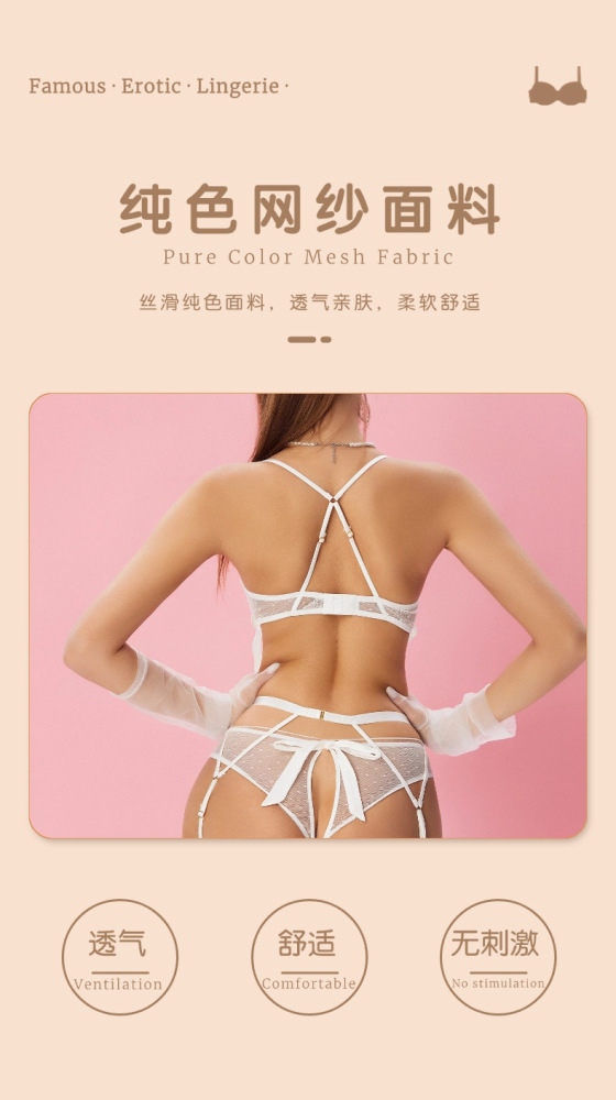 Low-cut mesh see-through temptation bra garter