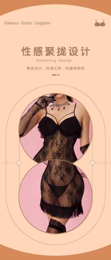 Monroe pajamas sexy underwear set temptation lace suspender nightdress with breast pads