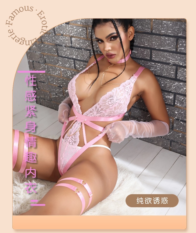 s European and American style lace semi-transparent sexy jumpsuit suit nightclub stage party fun pajamas