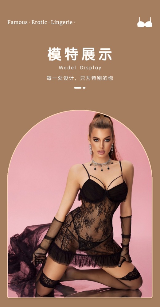 Monroe pajamas sexy underwear set temptation lace suspender nightdress with breast pads
