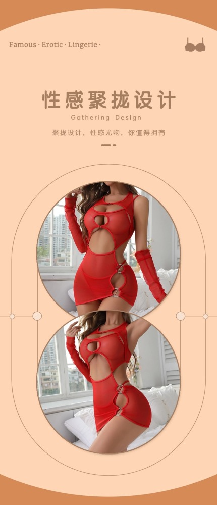 Sexy erotic lingerie mesh see-through suspenders hollow passion jumpsuit