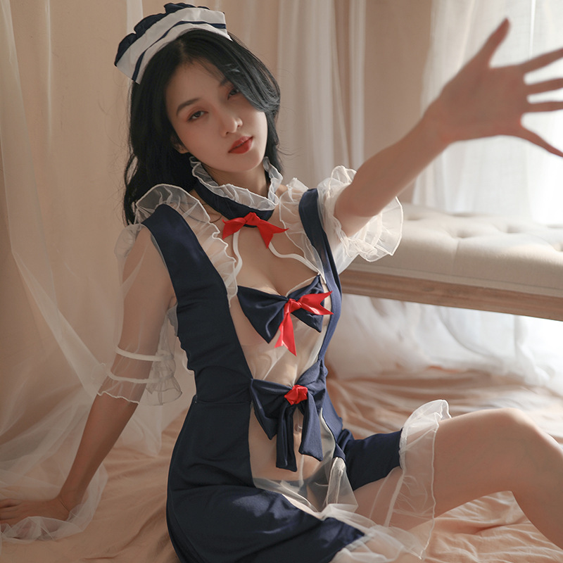 Sexy maid mesh see-through bed free to take off passion cute princess dress set