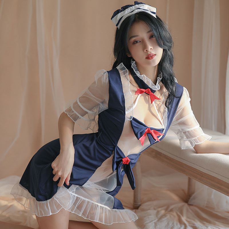 Sexy maid mesh see-through bed free to take off passion cute princess dress set