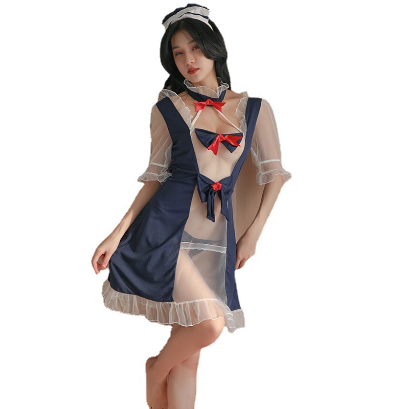 Sexy maid mesh see-through bed free to take off passion cute princess dress set