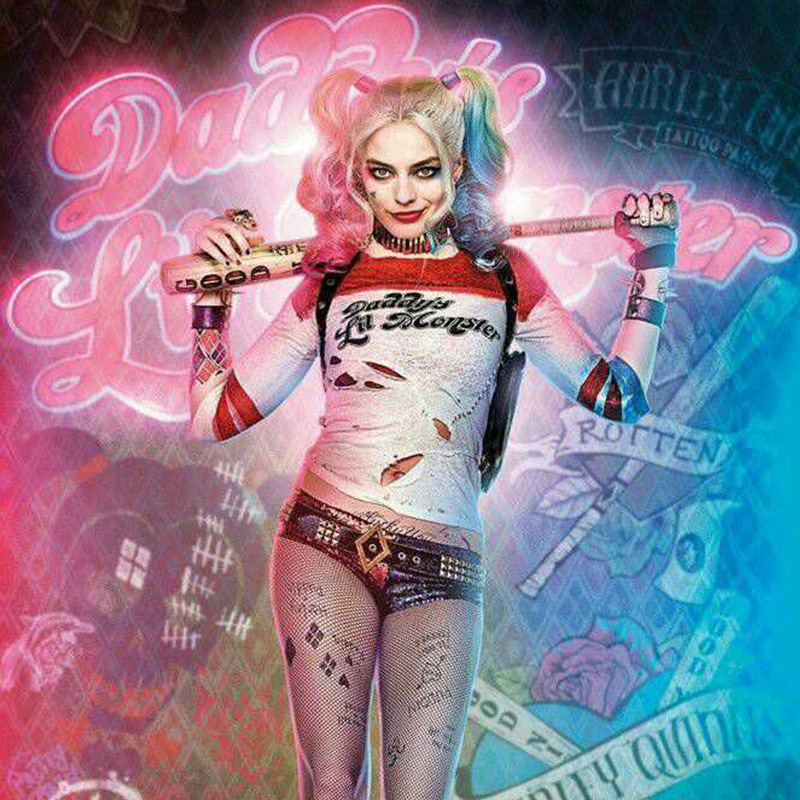 suicide squad costume harley quinn suicide squad clown cosplay costume   Full set of clothing