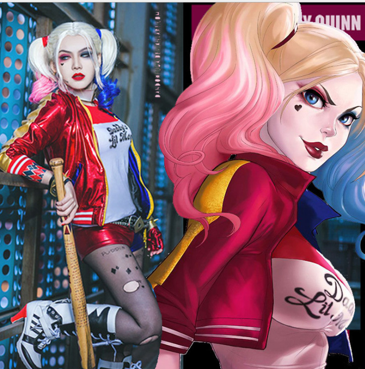suicide squad costume harley quinn suicide squad clown cosplay costume   Full set of clothing