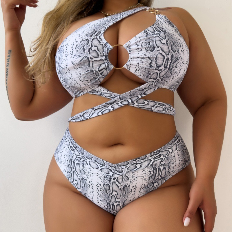 Bikini sexy snake print two piece set large size