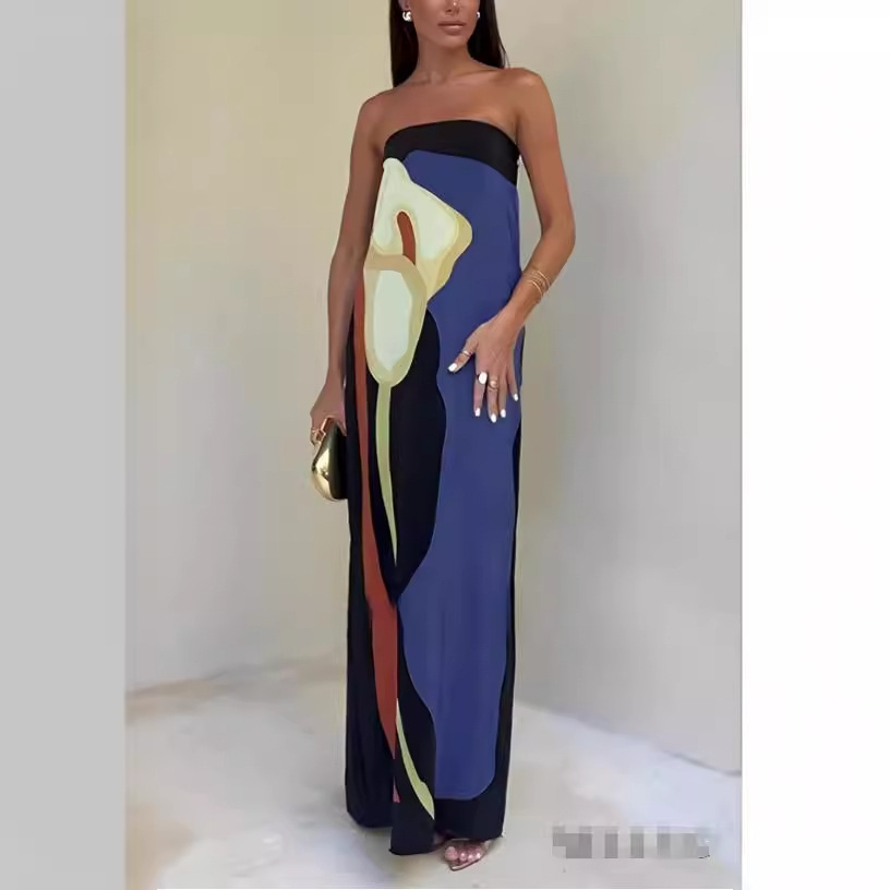 Avocado print tube top dress