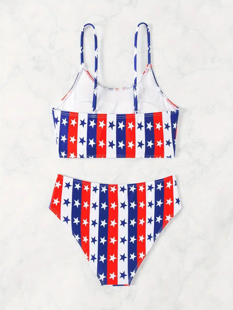 Two-piece bikini American flag print sexy beach sports bikini swimsuit