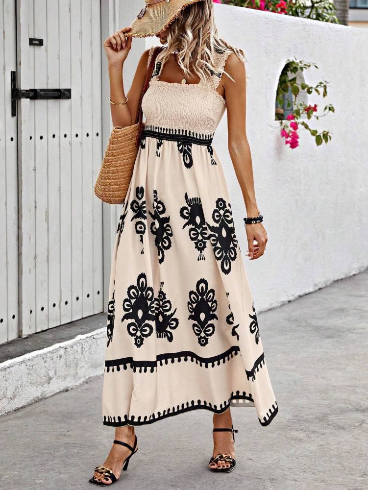 Hot sale women's beach dress holiday style printed wrap dress