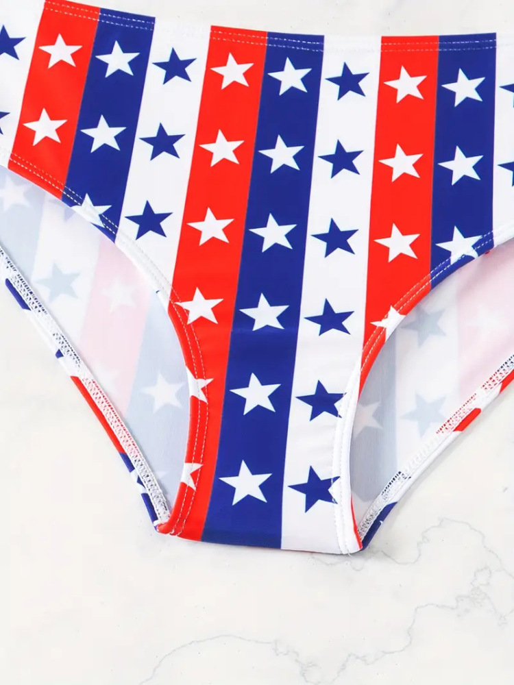 Two-piece bikini American flag print sexy beach sports bikini swimsuit