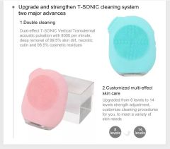 T zone cleaning face massage silicone facial brush with led newest products