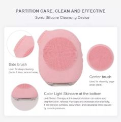 T zone cleaning face massage silicone facial brush with led newest products