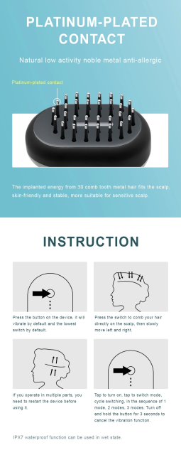 Electric LED Laser Hair Growth Comb Prevent Hair Loss Promote Hair Regrowth Treatment Products for Men and Women