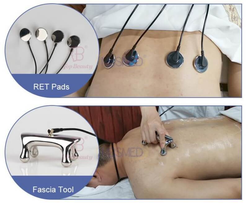 6-IN-1 448KHz Tecar Therapy Machine with CET/RET/Bipolar RF/RET Pad/Fascia Energy Bone