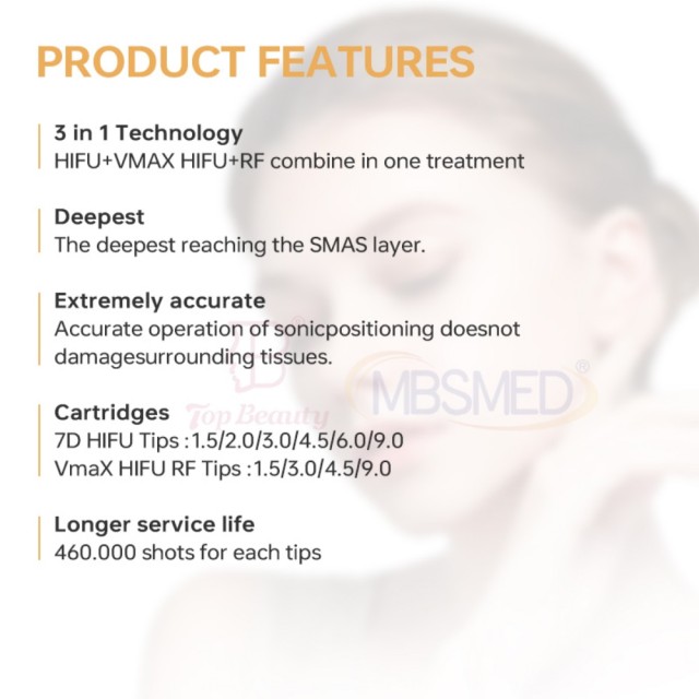 7D HIFU + Vmax RF Anti-Aging Skin Tightening Machine