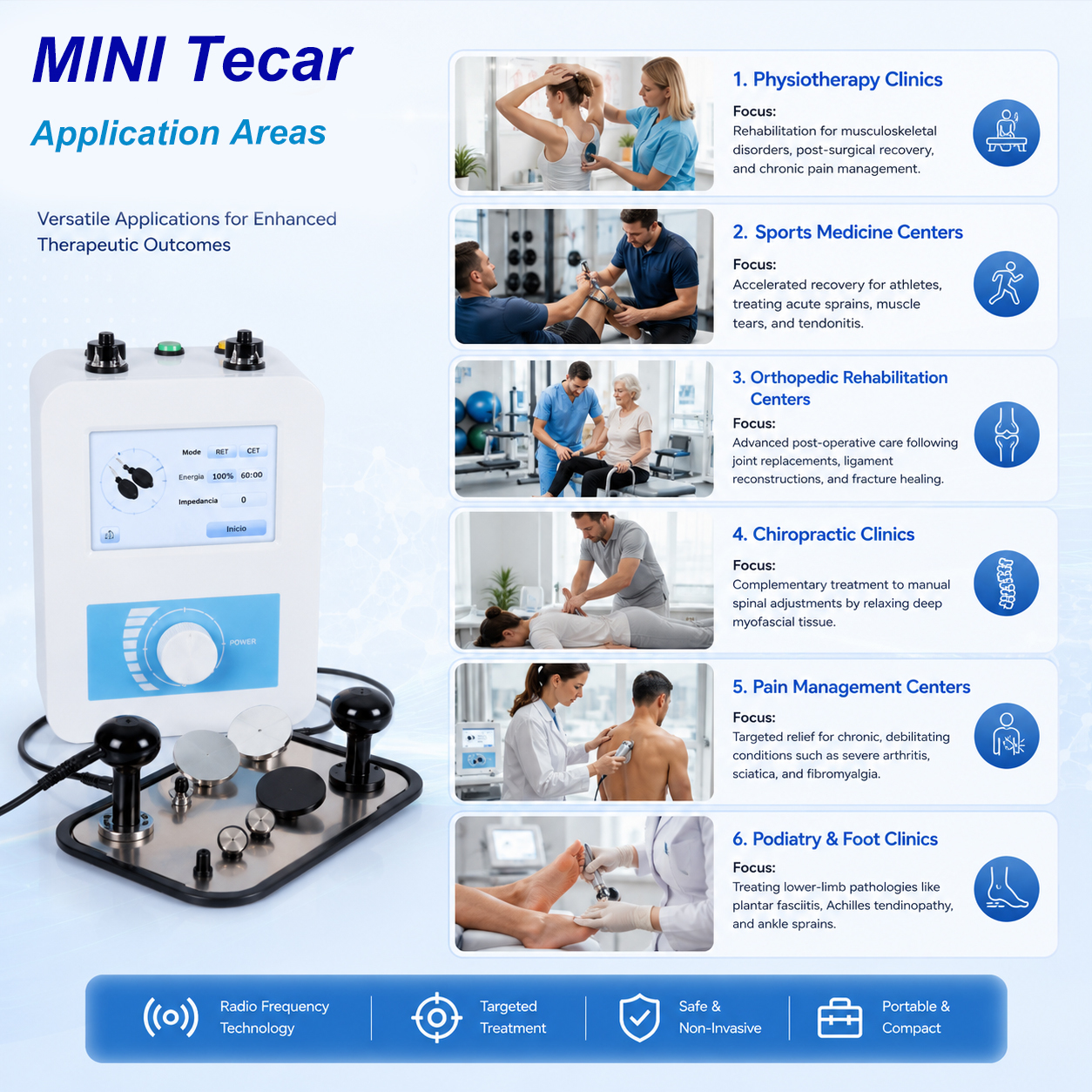 TECAR Mini  Portable Radiofrequency TECAR Device for Physical Therapy TECAR Equipment for Pain Relief, Edema Reduction & Faster Healing