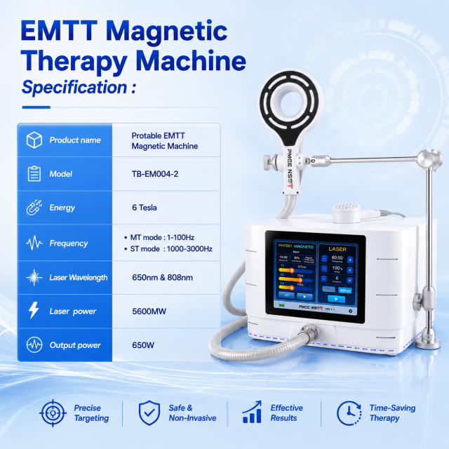 Portable EMTT PEMF Magnetic Physio Machine 6 Tesla for Muscle Recovery and Joint Pain for Athletes