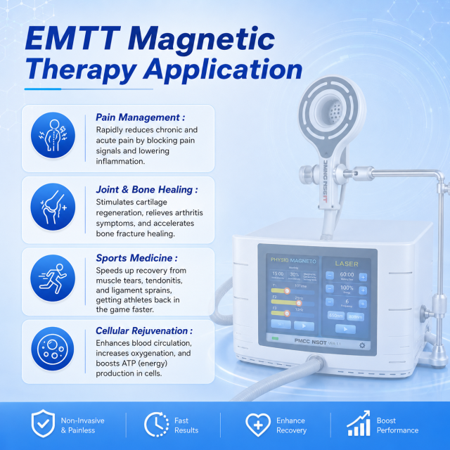 Portable EMTT PEMF Magnetic Physio Machine 6 Tesla for Muscle Recovery and Joint Pain for Athletes