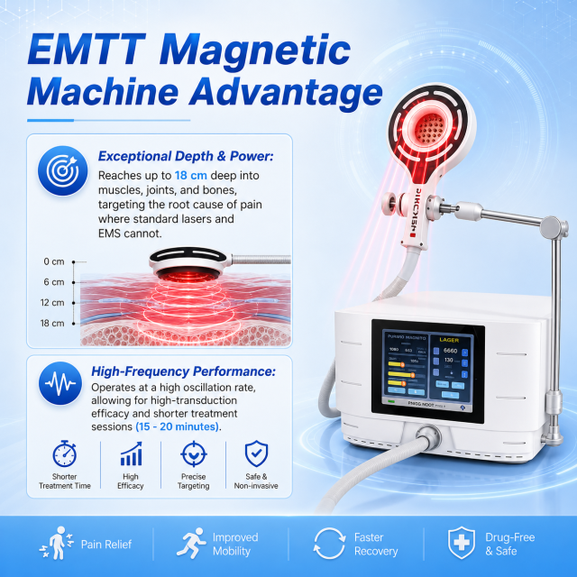 Portable EMTT PEMF Magnetic Physio Machine 6 Tesla for Muscle Recovery and Joint Pain for Athletes