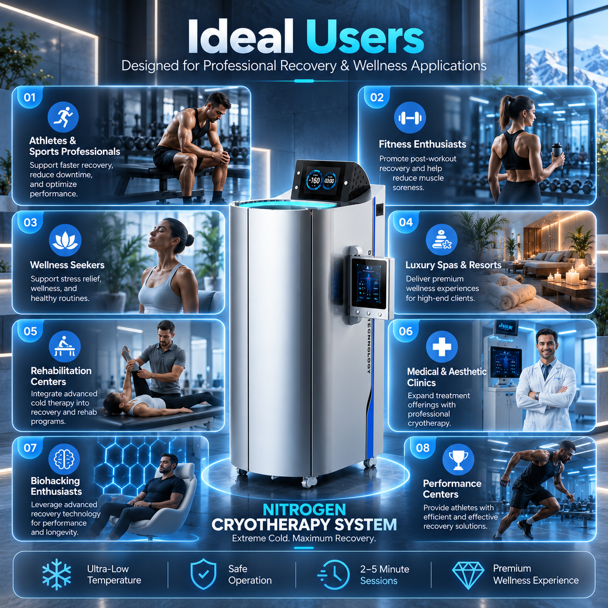 Professional Nitrogen Cryotherapy Chamber | Whole Body Cryotherapy Machine for Recovery & Wellness Centers
