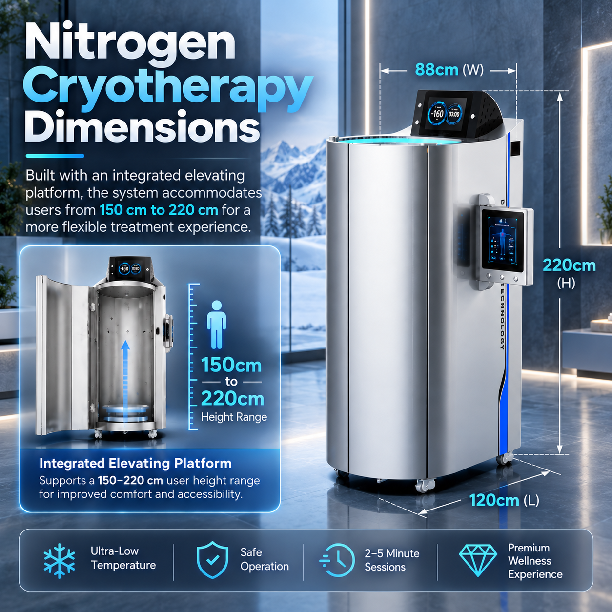 Professional Nitrogen Cryotherapy Chamber | Whole Body Cryotherapy Machine for Recovery & Wellness Centers
