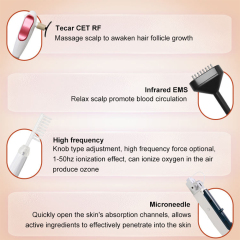 4-in-1 TECAR RF Diathermy Scalp & Hair Regrowth Device | 448kHz Radiofrequency + Infrared + EMS | Portable Home & Salon Use