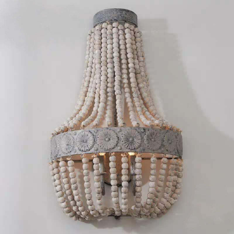Wooden Bead Chandelier Personality Distressed Accessories Lamps Living Room Study Lighting