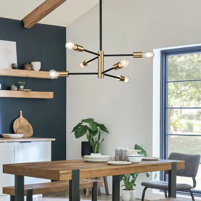 Modern Mid-century Sputnik Silhouette Two-Tier Chandelier for Restaurant/ Living Room/ Bedroom