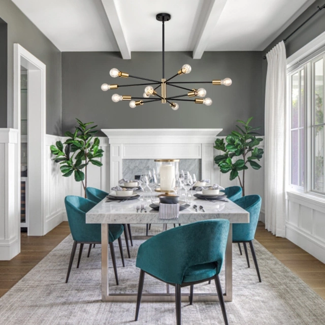 Modern Mid-century Sputnik Silhouette Two-Tier Chandelier for Restaurant/ Living Room/ Bedroom