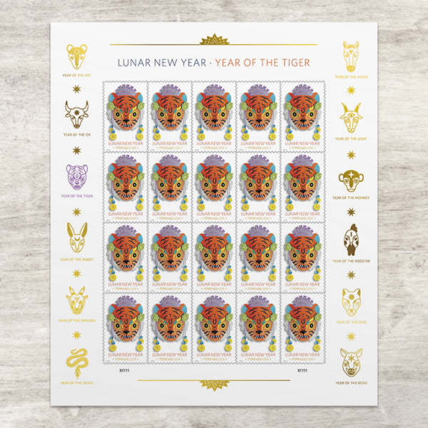 2022 USPS Lunar New Year - Year of The Tiger Postage Stamps