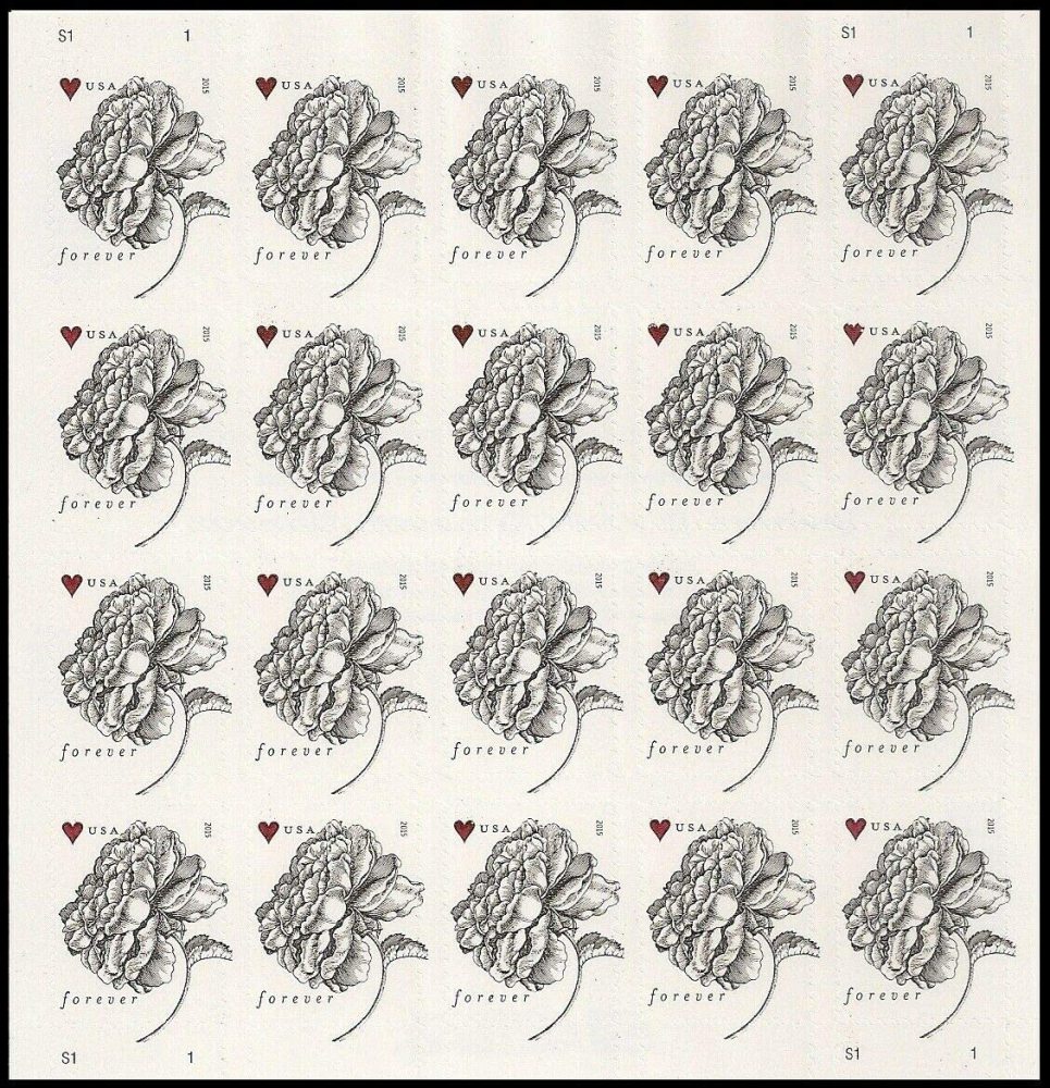 2015 Vintage Rose Pane Wedding Forever Postage Stamps