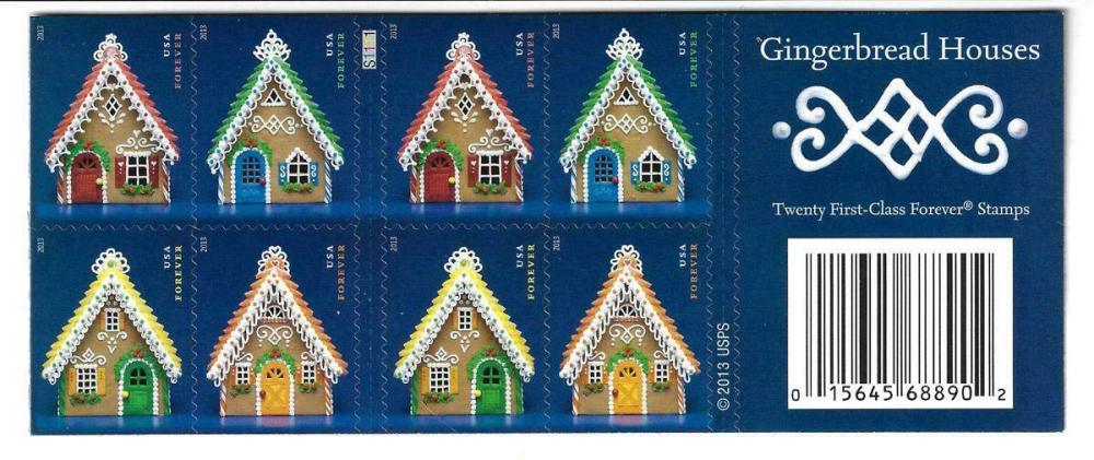 2013 US Holiday Gingerbread Houses Forever Postage Stamps
