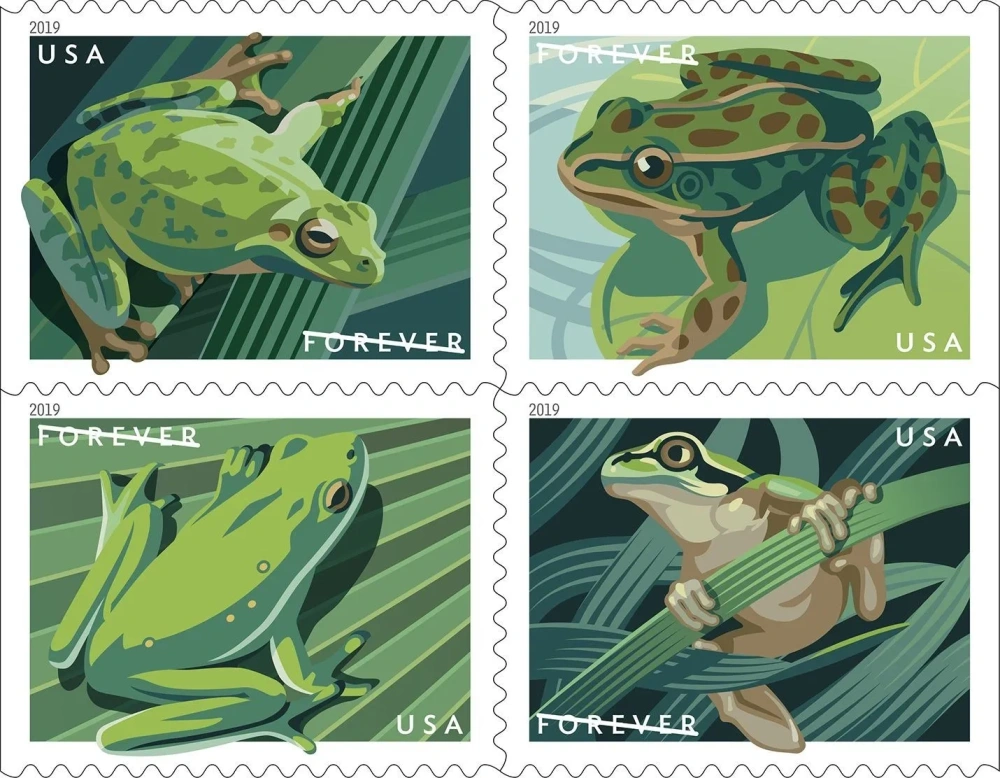 (2019) USPS Frogs Forever First Class Postage Stamps