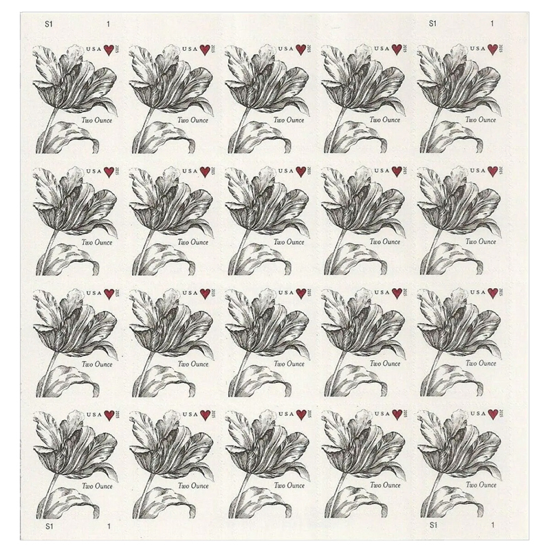 2015 Vintage Tulip Pane Postage Wedding Stamps