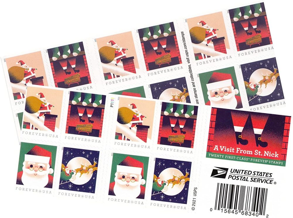 2021 USPS A Visit from St Nick Forever First Class Postage Stamps