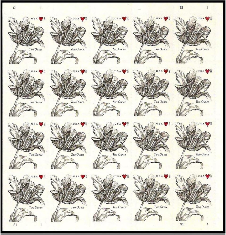 2015 Vintage Tulip Pane Postage Wedding Stamps