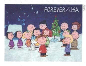 2015 USPS Charlie Brown Xmas Pane of 20 Forever Postage Stamps