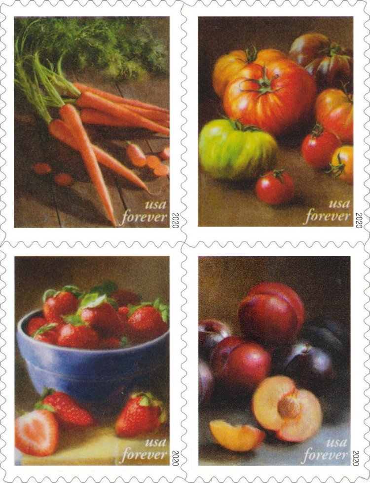 (2020) USPS Fruits & Vegetables Forever Stamps
