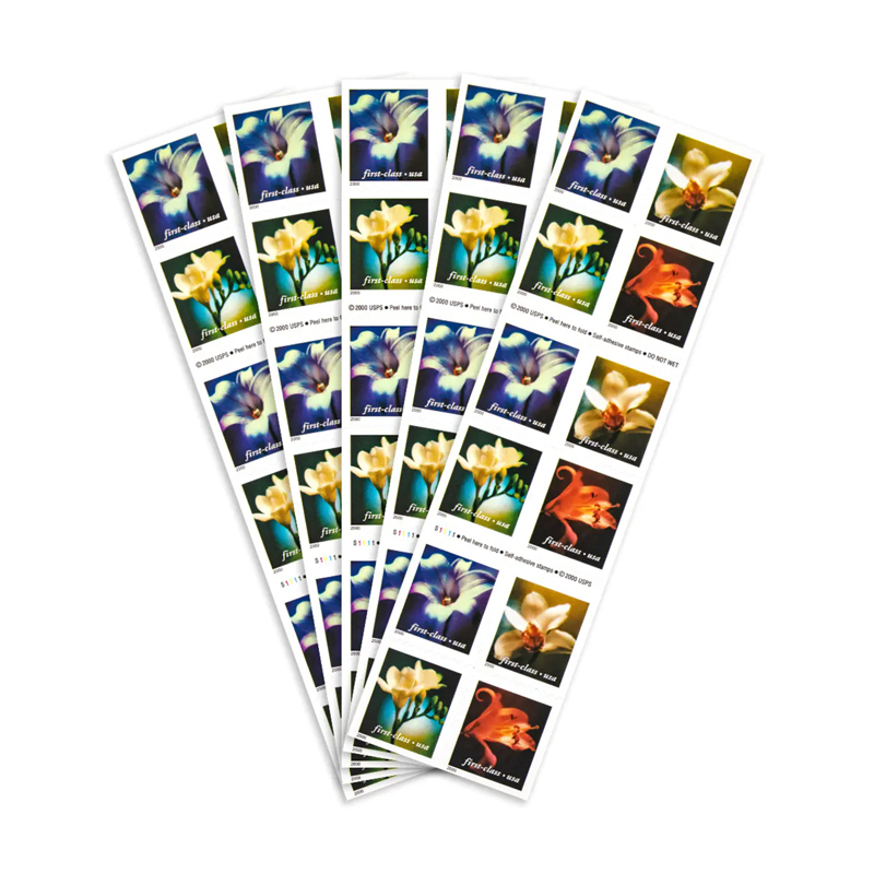 2000 US 34c Self Adhesive Four Flowers First Class Stamps