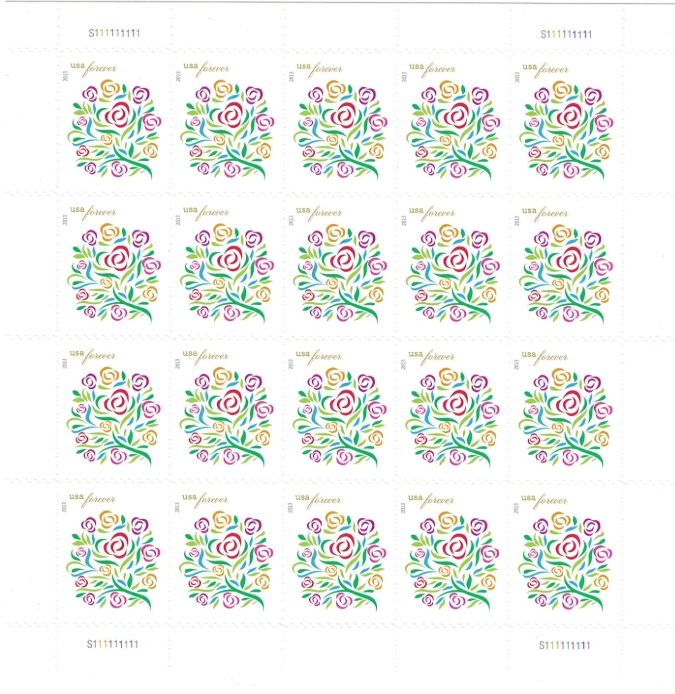 2014 Stamps MNH Forever Love Where Dreams Blossom flowers Block Sheet of 20