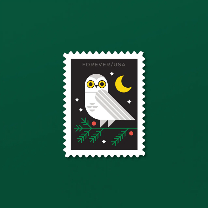 2023 Winter Woodland Animals Forever Postage Stamps (a Deer. Fox. Rabbit. and Owl