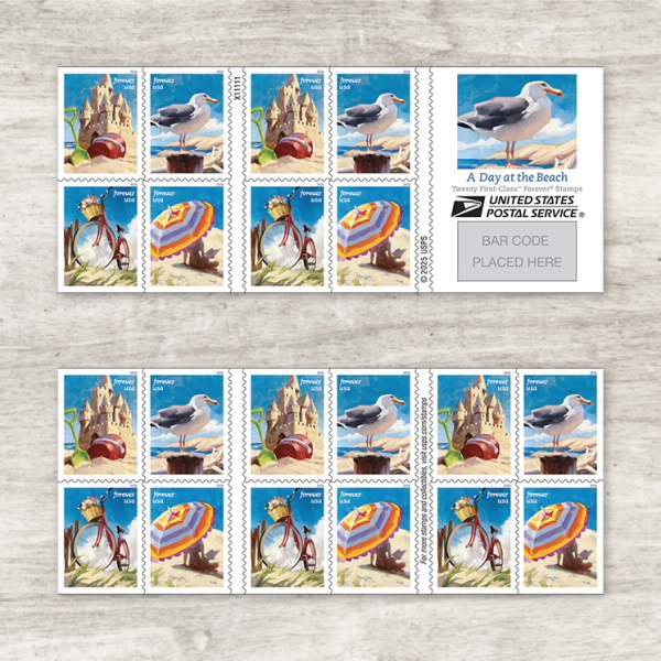 （2026）A Day at the Beach Stamps, Book of 20