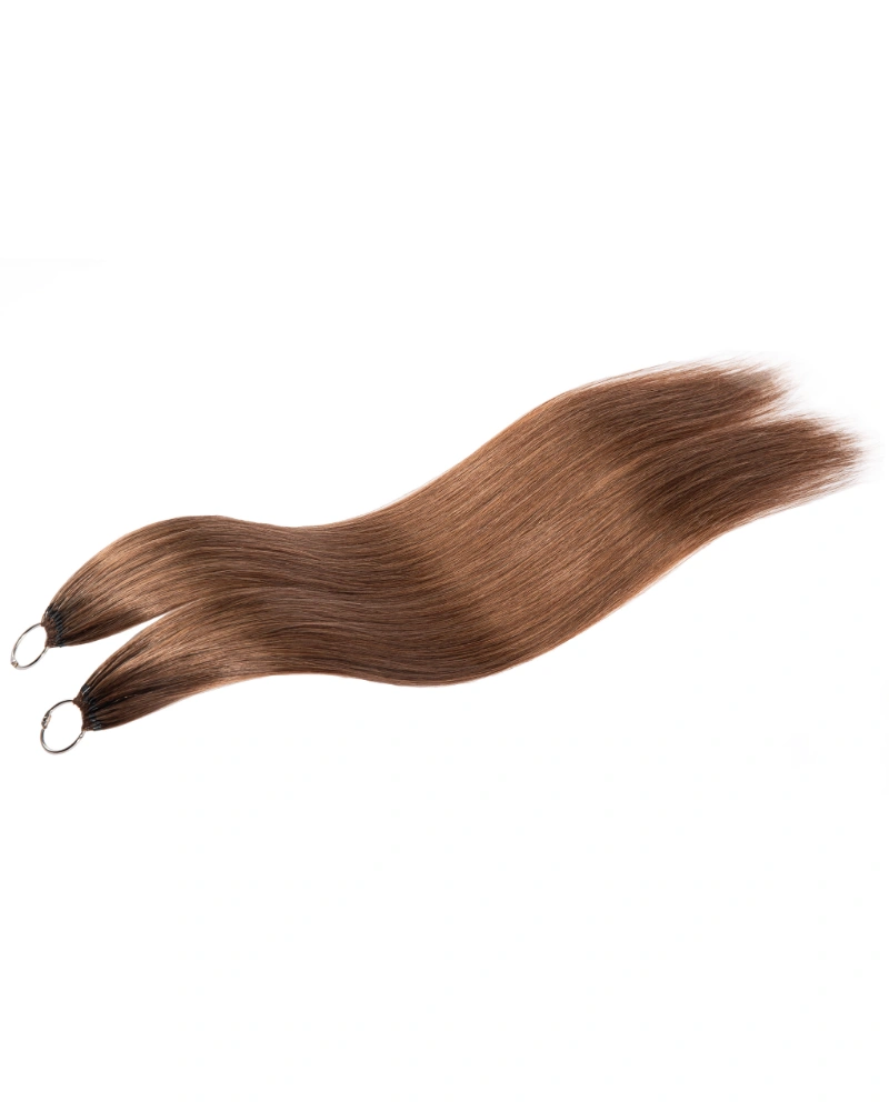 7 うすちゃいろ，50本入りハネエクステ【高品質, 高級人毛100%】羽エクステ