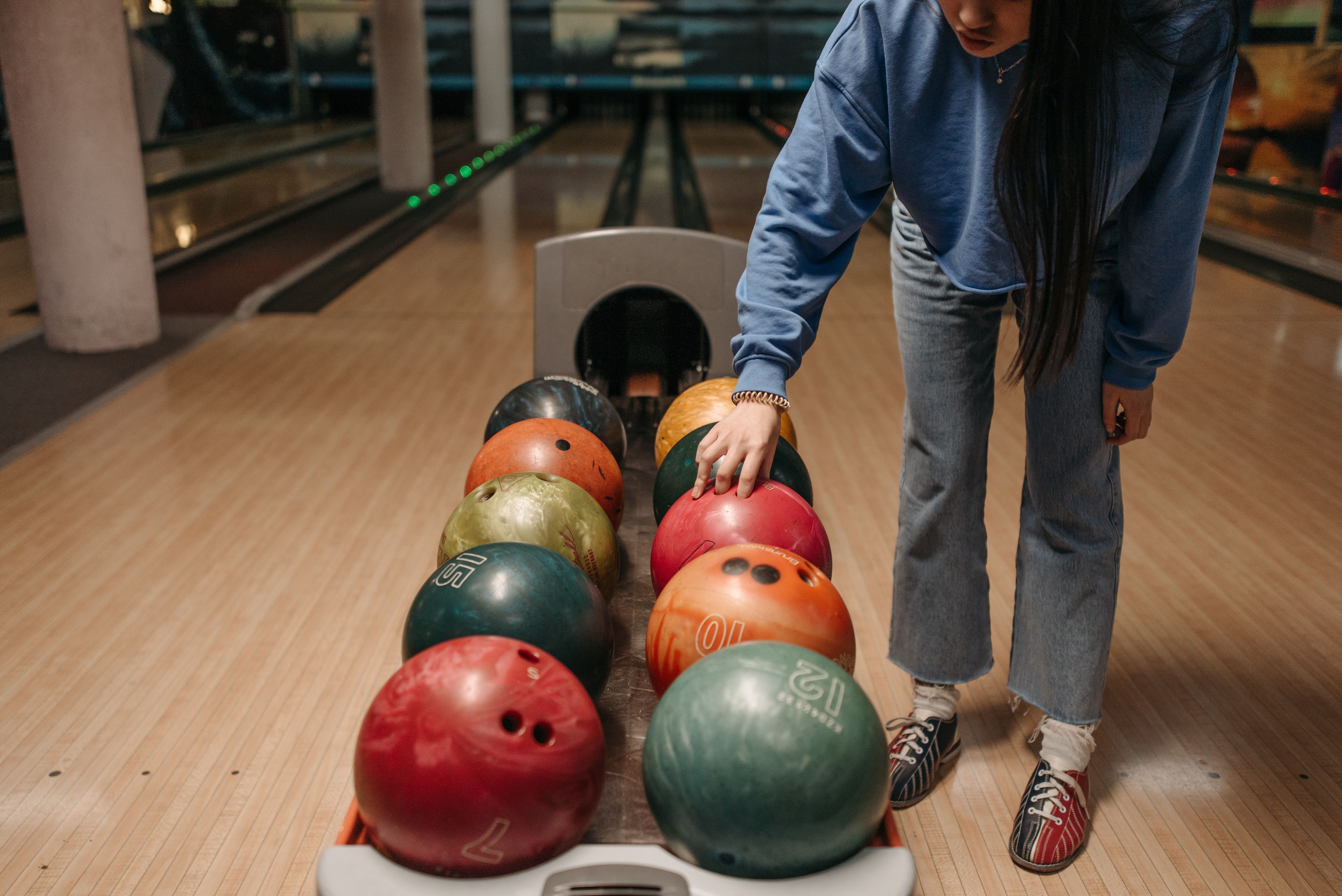 Modern open bowling alley with automatic scoring system