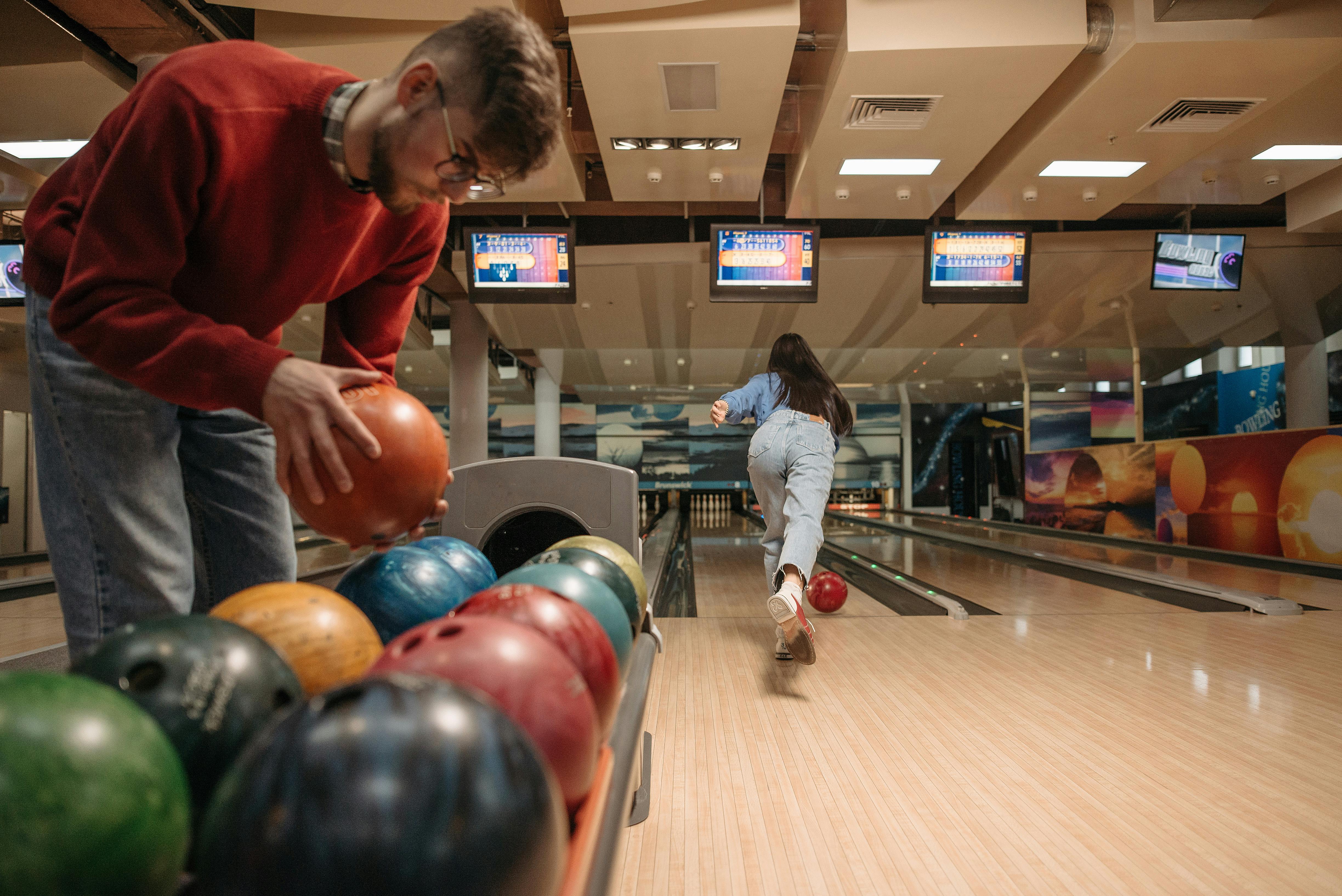 Modern open bowling alley with automatic scoring system