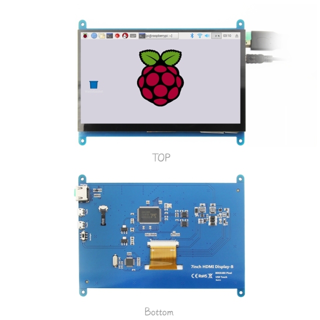 7inch HDMI Display 1024X600 with 5 Point Capacitive Touch Screen Support Raspberry Pi, Bb Black, Banana Pi and Other Mainstream Mini PC